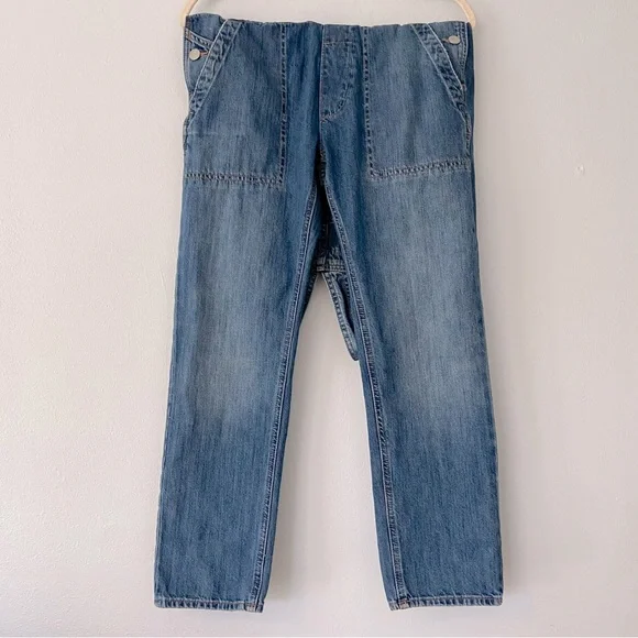 GAP Relaxed Ankle Denim Overalls Medium Indigo - Picture 9 of 16